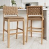 image:imageNathan James Cohen MidCentury Modern Suede Bar Stool Counter Height Chair in Solid Wood Frame with Footrest and Woven Suede Back for Kitchen Natural Brown Set of 4Light Brown