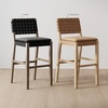 image:imageNathan James Cohen MidCentury Modern Suede Bar Stool Counter Height Chair in Solid Wood Frame with Footrest and Woven Suede Back for Kitchen Natural Brown Set of 4Light Brown
