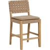 image:imageNathan James Cohen MidCentury Modern Suede Bar Stool Counter Height Chair in Solid Wood Frame with Footrest and Woven Suede Back for Kitchen Natural Brown Set of 4Light Brown