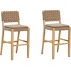 image:imageNathan James Cohen MidCentury Modern Suede Bar Stool Counter Height Chair in Solid Wood Frame with Footrest and Woven Suede Back for Kitchen Natural Brown Set of 4Light Brown