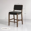 image:imageNathan James Cohen MidCentury Modern Suede Bar Stool Counter Height Chair in Solid Wood Frame with Footrest and Woven Suede Back for Kitchen Natural Brown Set of 4Black