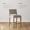 image:imageNathan James Cohen MidCentury Modern Suede Bar Stool Counter Height Chair in Solid Wood Frame with Footrest and Woven Suede Back for Kitchen Natural Brown Set of 4Taupe