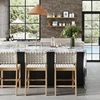 image:imageNathan James Cohen MidCentury Modern Suede Bar Stool Counter Height Chair in Solid Wood Frame with Footrest and Woven Suede Back for Kitchen Natural Brown Set of 4White