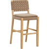 image:imageNathan James Cohen MidCentury Modern Suede Bar Stool Counter Height Chair in Solid Wood Frame with Footrest and Woven Suede Back for Kitchen Natural Brown Set of 4Light Brown