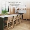 image:imageNathan James Cohen MidCentury Modern Suede Bar Stool Counter Height Chair in Solid Wood Frame with Footrest and Woven Suede Back for Kitchen Natural Brown Set of 4Light Brown