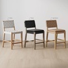 image:imageNathan James Cohen MidCentury Modern Suede Bar Stool Counter Height Chair in Solid Wood Frame with Footrest and Woven Suede Back for Kitchen Natural Brown Set of 4Light Brown