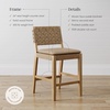 image:imageNathan James Cohen MidCentury Modern Suede Bar Stool Counter Height Chair in Solid Wood Frame with Footrest and Woven Suede Back for Kitchen Natural Brown Set of 4Light Brown