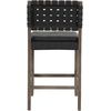 image:imageNathan James Cohen MidCentury Modern Suede Bar Stool Counter Height Chair in Solid Wood Frame with Footrest and Woven Suede Back for Kitchen Natural Brown Set of 4Black