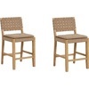 image:imageNathan James Cohen MidCentury Modern Suede Bar Stool Counter Height Chair in Solid Wood Frame with Footrest and Woven Suede Back for Kitchen Natural Brown Set of 4Light Brown