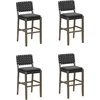image:imageNathan James Cohen MidCentury Modern Suede Bar Stool Counter Height Chair in Solid Wood Frame with Footrest and Woven Suede Back for Kitchen Natural Brown Set of 4Black