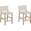 image:imageNathan James Cohen MidCentury Modern Suede Bar Stool Counter Height Chair in Solid Wood Frame with Footrest and Woven Suede Back for Kitchen Natural Brown Set of 4White