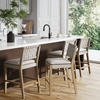 image:imageNathan James Cohen MidCentury Modern Suede Bar Stool Counter Height Chair in Solid Wood Frame with Footrest and Woven Suede Back for Kitchen Natural Brown Set of 4Taupe
