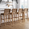 image:imageNathan James Cohen MidCentury Modern Suede Bar Stool Counter Height Chair in Solid Wood Frame with Footrest and Woven Suede Back for Kitchen Natural Brown Set of 4Light Brown