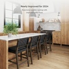 image:imageNathan James Cohen MidCentury Modern Suede Bar Stool Counter Height Chair in Solid Wood Frame with Footrest and Woven Suede Back for Kitchen Natural Brown Set of 4Black