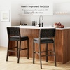 image:imageNathan James Cohen MidCentury Modern Suede Bar Stool Counter Height Chair in Solid Wood Frame with Footrest and Woven Suede Back for Kitchen Natural Brown Set of 4Black