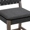 image:imageNathan James Cohen MidCentury Modern Suede Bar Stool Counter Height Chair in Solid Wood Frame with Footrest and Woven Suede Back for Kitchen Natural Brown Set of 4Black