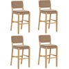 image:imageNathan James Cohen MidCentury Modern Suede Bar Stool Counter Height Chair in Solid Wood Frame with Footrest and Woven Suede Back for Kitchen Natural Brown Set of 4Light Brown