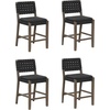 image:imageNathan James Cohen MidCentury Modern Suede Bar Stool Counter Height Chair in Solid Wood Frame with Footrest and Woven Suede Back for Kitchen Natural Brown Set of 4Black