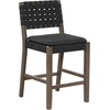 image:imageNathan James Cohen MidCentury Modern Suede Bar Stool Counter Height Chair in Solid Wood Frame with Footrest and Woven Suede Back for Kitchen Natural Brown Set of 4Black