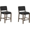 image:imageNathan James Cohen MidCentury Modern Suede Bar Stool Counter Height Chair in Solid Wood Frame with Footrest and Woven Suede Back for Kitchen Natural Brown Set of 4Black