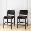 image:imageNathan James Cohen MidCentury Modern Suede Bar Stool Counter Height Chair in Solid Wood Frame with Footrest and Woven Suede Back for Kitchen Natural Brown Set of 4Black