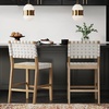 image:imageNathan James Cohen MidCentury Modern Suede Bar Stool Counter Height Chair in Solid Wood Frame with Footrest and Woven Suede Back for Kitchen Natural Brown Set of 4White
