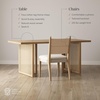 image:imageNathan James Cove Boho Dining Set Solid Wood Dining Table Set for 6 Light Wood Table and Seagrass Chairs Set Light BrownCove Rattan Flax