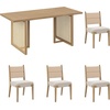 image:imageNathan James Cove Boho Dining Set Solid Wood Dining Table Set for 6 Light Wood Table and Seagrass Chairs Set Light BrownCove Rattan Flax