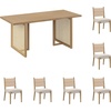 image:imageNathan James Cove Boho Dining Set Solid Wood Dining Table Set for 6 Light Wood Table and Seagrass Chairs Set Light BrownCove Rattan Flax