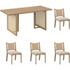 image:imageNathan James Cove Boho Dining Set Solid Wood Dining Table Set for 6 Light Wood Table and Seagrass Chairs Set Light BrownElodia Light Brown Rattan