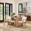 image:imageNathan James Cove Boho Dining Set Solid Wood Dining Table Set for 6 Light Wood Table and Seagrass Chairs Set Light BrownRattanBrownBoucle