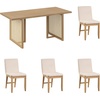 image:imageNathan James Cove Boho Dining Set Solid Wood Dining Table Set for 6 Light Wood Table and Seagrass Chairs Set Light BrownRattanBrownBoucle