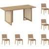 image:imageNathan James Cove Boho Dining Set Solid Wood Dining Table Set for 6 Light Wood Table and Seagrass Chairs Set Light BrownRattanLight BrownFaux Leather