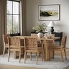 image:imageNathan James Cove Boho Dining Set Solid Wood Dining Table Set for 6 Light Wood Table and Seagrass Chairs Set Light BrownRattanLight BrownFaux Leather