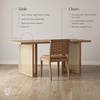 image:imageNathan James Cove Boho Dining Set Solid Wood Dining Table Set for 6 Light Wood Table and Seagrass Chairs Set Light BrownRattanLight BrownFaux Leather