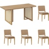image:imageNathan James Cove Boho Dining Set Solid Wood Dining Table Set for 6 Light Wood Table and Seagrass Chairs Set Light BrownRattanLight BrownFaux Leather