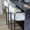image:imageNathan James Dahlia Counter Height Chair Modern Barstool with Back MidCentury Metal Legs and Leather Padded Cushion for Kitchen Island and Bars BrownBlack Set of 2Cream Bouclematte Black