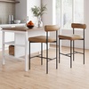 image:imageNathan James Dahlia Counter Height Chair Modern Barstool with Back MidCentury Metal Legs and Leather Padded Cushion for Kitchen Island and Bars BrownBlack Set of 2Light Brownmatte Black