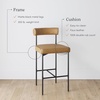 image:imageNathan James Dahlia Counter Height Chair Modern Barstool with Back MidCentury Metal Legs and Leather Padded Cushion for Kitchen Island and Bars BrownBlack Set of 2Light Brownmatte Black