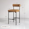 image:imageNathan James Dahlia Counter Height Chair Modern Barstool with Back MidCentury Metal Legs and Leather Padded Cushion for Kitchen Island and Bars BrownBlack Set of 2Light Brownmatte Black