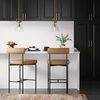 image:imageNathan James Dahlia Counter Height Chair Modern Barstool with Back MidCentury Metal Legs and Leather Padded Cushion for Kitchen Island and Bars BrownBlack Set of 2Light Brownmatte Black