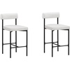 image:imageNathan James Dahlia Counter Height Chair Modern Barstool with Back MidCentury Metal Legs and Leather Padded Cushion for Kitchen Island and Bars BrownBlack Set of 2Cream Bouclematte Black