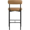 image:imageNathan James Dahlia Counter Height Chair Modern Barstool with Back MidCentury Metal Legs and Leather Padded Cushion for Kitchen Island and Bars BrownBlack Set of 2Light Brownmatte Black