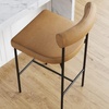image:imageNathan James Dahlia Counter Height Chair Modern Barstool with Back MidCentury Metal Legs and Leather Padded Cushion for Kitchen Island and Bars BrownBlack Set of 2Light Brownmatte Black