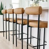 image:imageNathan James Dahlia Counter Height Chair Modern Barstool with Back MidCentury Metal Legs and Leather Padded Cushion for Kitchen Island and Bars BrownBlack Set of 2Light Brownmatte Black