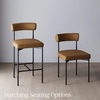 image:imageNathan James Dahlia Counter Height Chair Modern Barstool with Back MidCentury Metal Legs and Leather Padded Cushion for Kitchen Island and Bars BrownBlack Set of 2Light Brownmatte Black