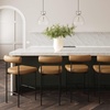 image:imageNathan James Dahlia Counter Height Chair Modern Barstool with Back MidCentury Metal Legs and Leather Padded Cushion for Kitchen Island and Bars BrownBlack Set of 2Light Brownmatte Black