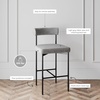 image:imageNathan James Dahlia Counter Height Chair Modern Barstool with Back MidCentury Metal Legs and Leather Padded Cushion for Kitchen Island and Bars BrownBlack Set of 2Feather Graymatte Black
