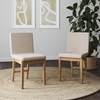 image:imageNathan James Dahlia Modern Kitchen and Dining Chair with Metal Legs and Vegan Leather Upholstery BrownBlack Set of 2Brushed Light Brownflax