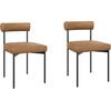 image:imageNathan James Dahlia Modern Kitchen and Dining Chair with Metal Legs and Vegan Leather Upholstery BrownBlack Set of 2Light Brownmatte Black
